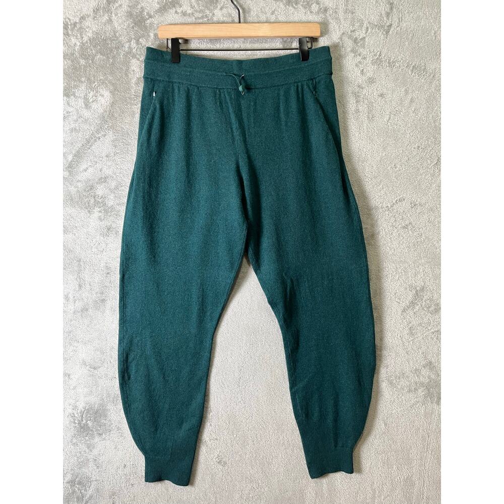 Lululemon Organic Cotton Cashmere Knit Mid Rise Joggers Heathered Green Jasper 8